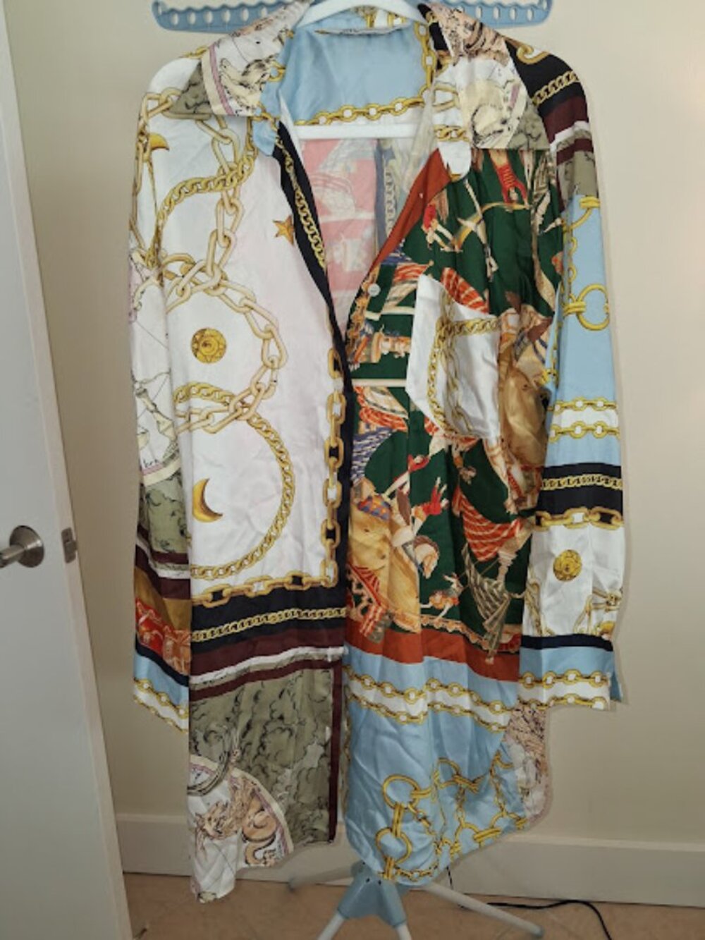 Zara Oversized Patchwork Chain Print Shirt Dress
